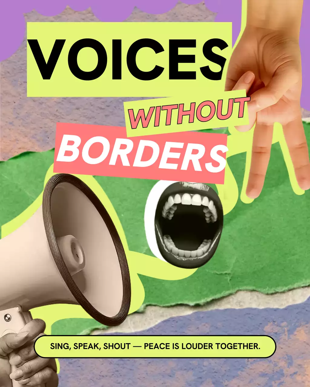 Green and Pink Collage Anti-Design International Peace Day