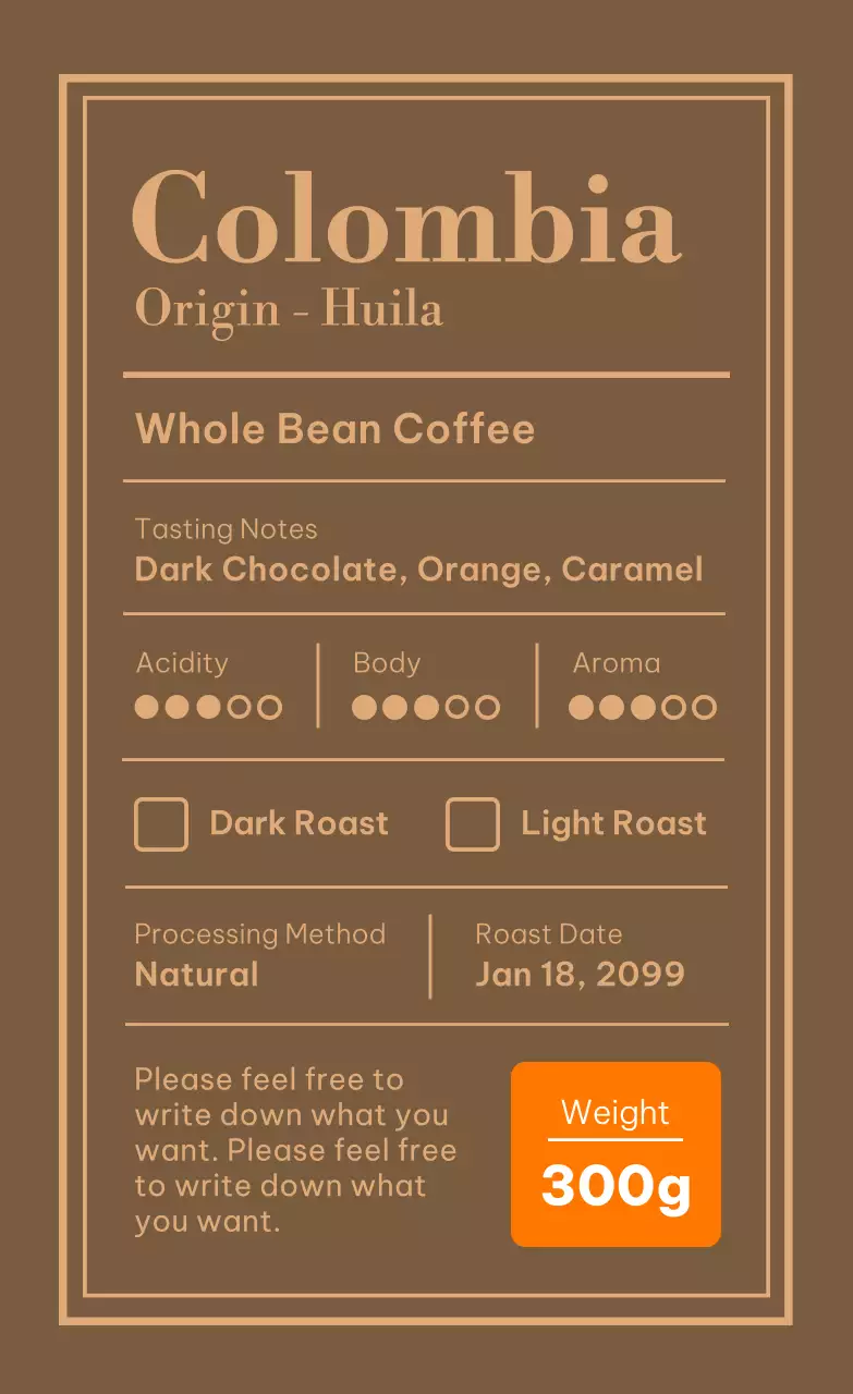 茶色 シンプル コーヒー ラベル コーヒー豆紹介