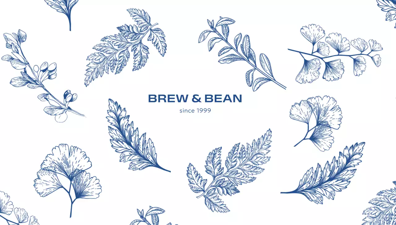 青 シンプル カフェ ロゴ パターン