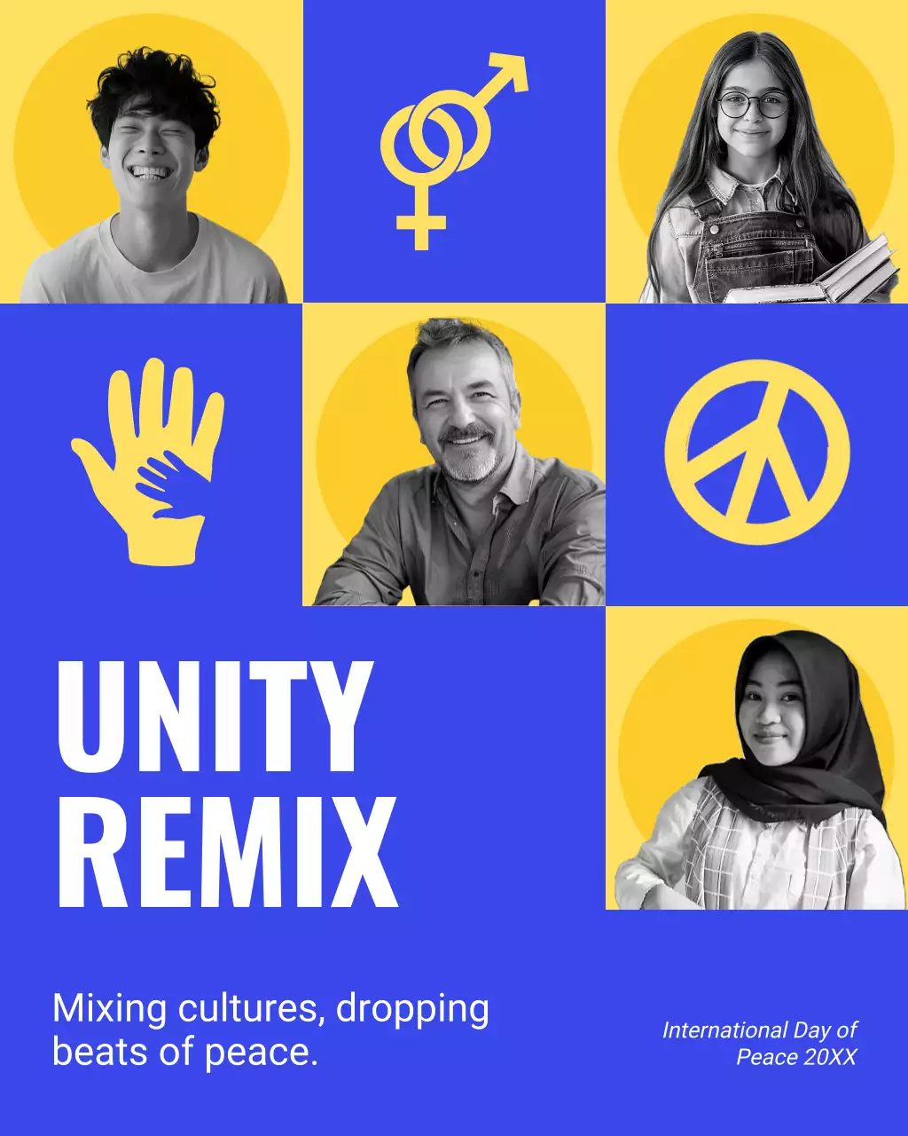 Blue and Yellow Bold Modern International Peace Day Instagram Post