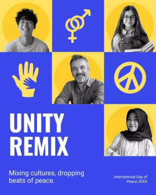 Blue and Yellow Bold Modern International Peace Day Instagram Post
