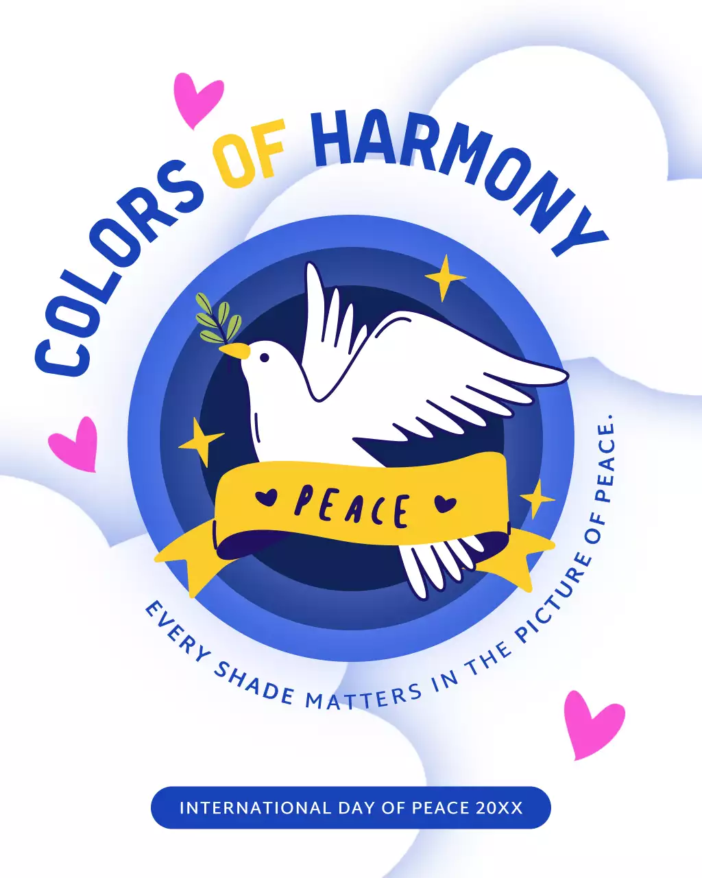 White and Blue Modern Illustrative International Peace Day Instagram Post