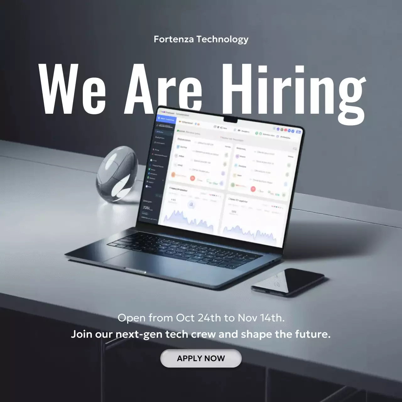 Grey Modern Recruitment Announcement Instagram Post