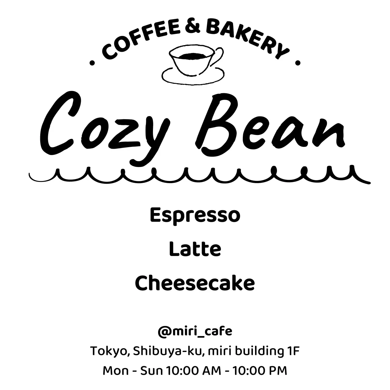 白黒 シンプル カフェ メニュー 文句