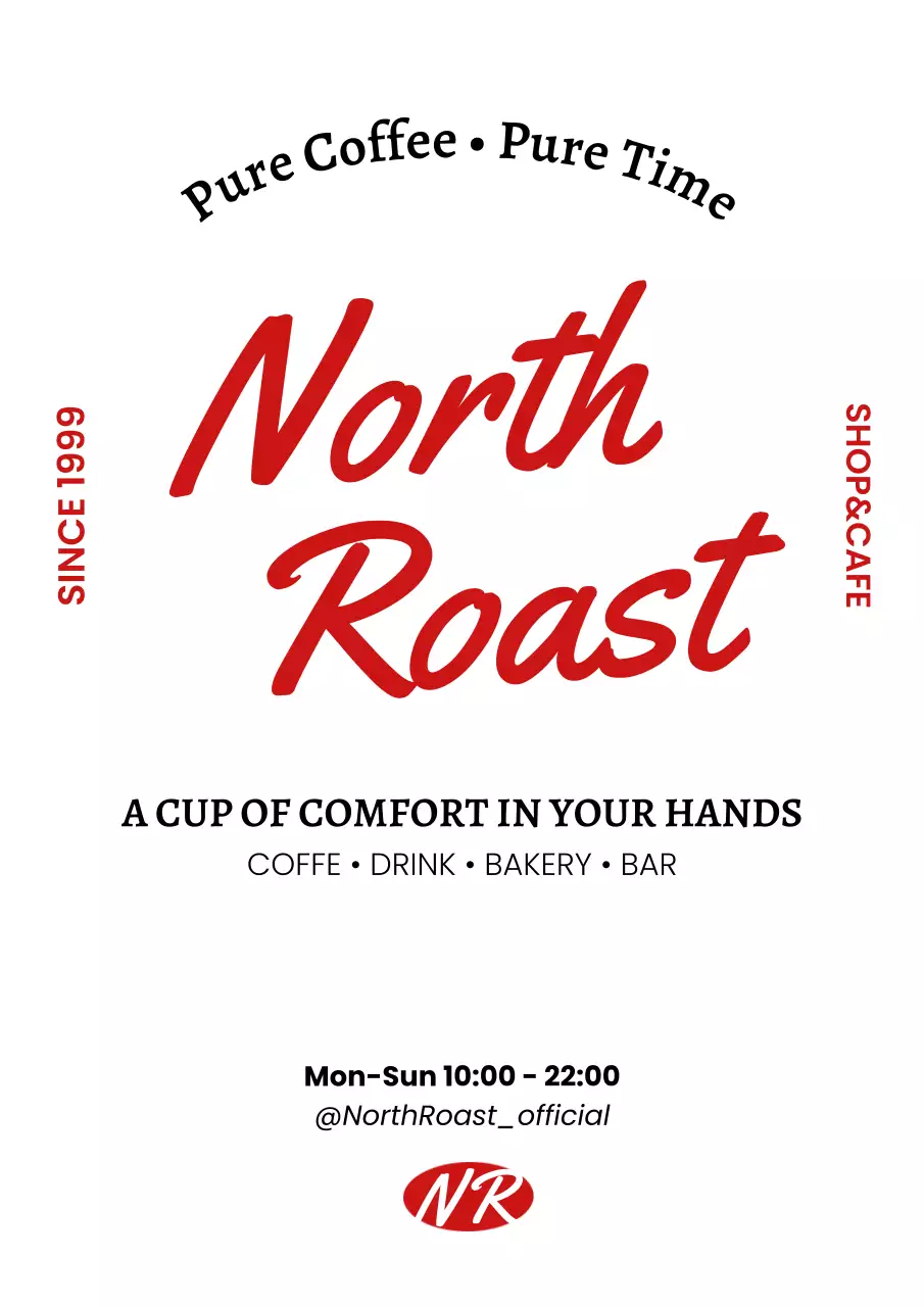 赤 シンプル カフェ ロゴ テキスト