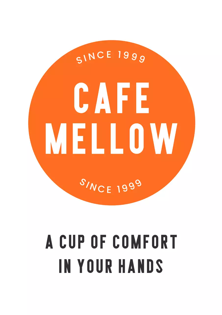 オレンジ シンプル カフェ ロゴ テキスト