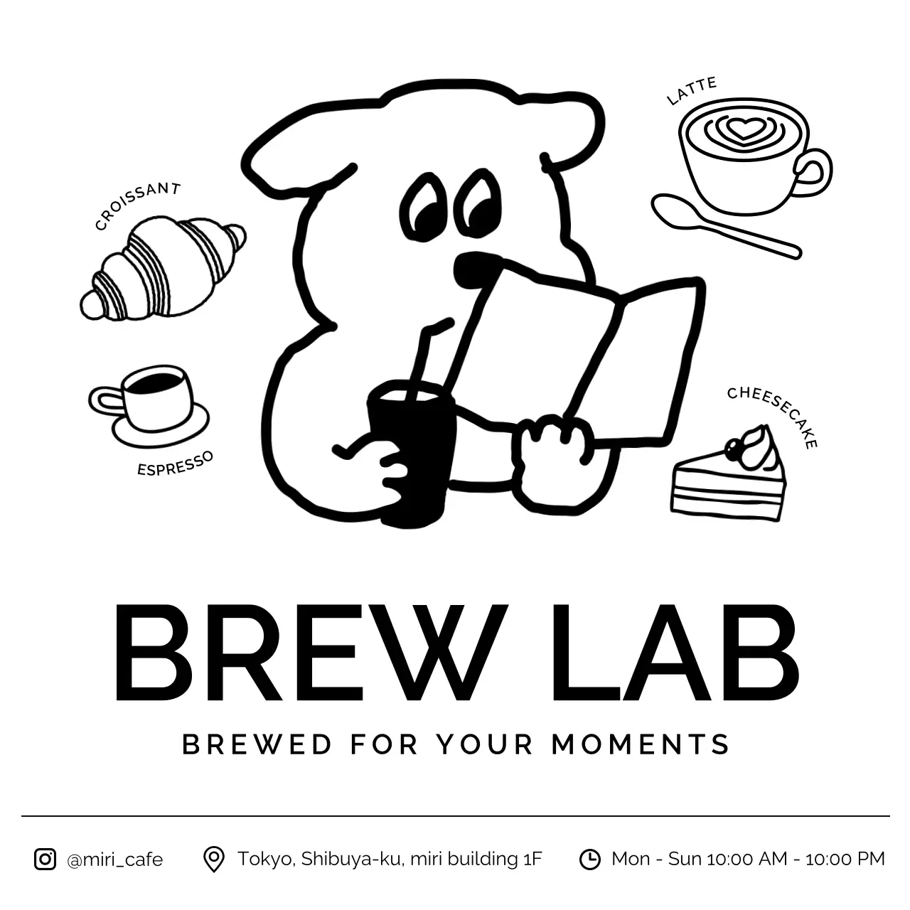 黒 シンプル カフェ ロゴ 単色イラスト