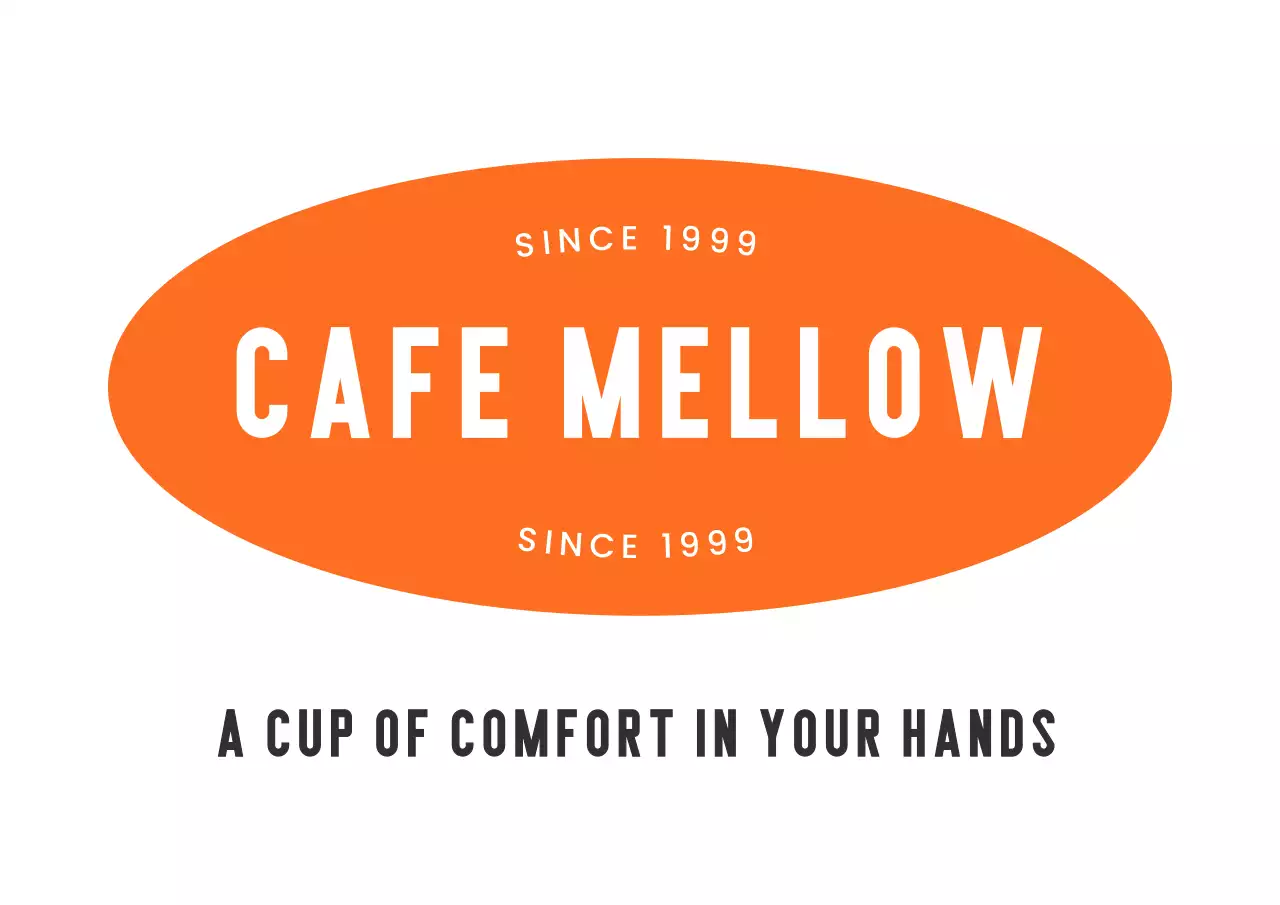 オレンジ シンプル カフェ ロゴ テキスト