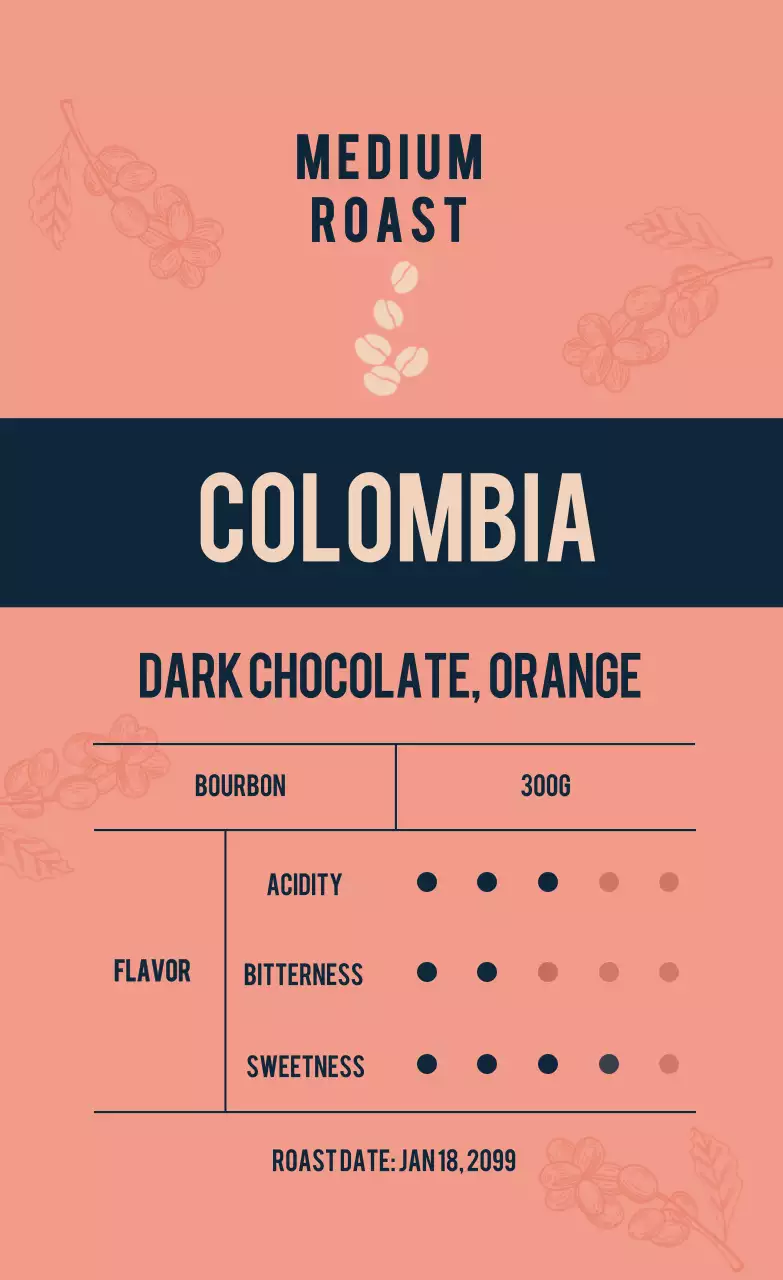 ピンク シンプル コーヒー ラベル コーヒー豆紹介