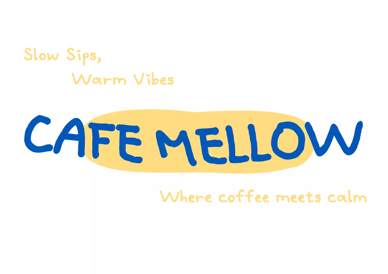 青 シンプル カフェ ロゴ テキスト