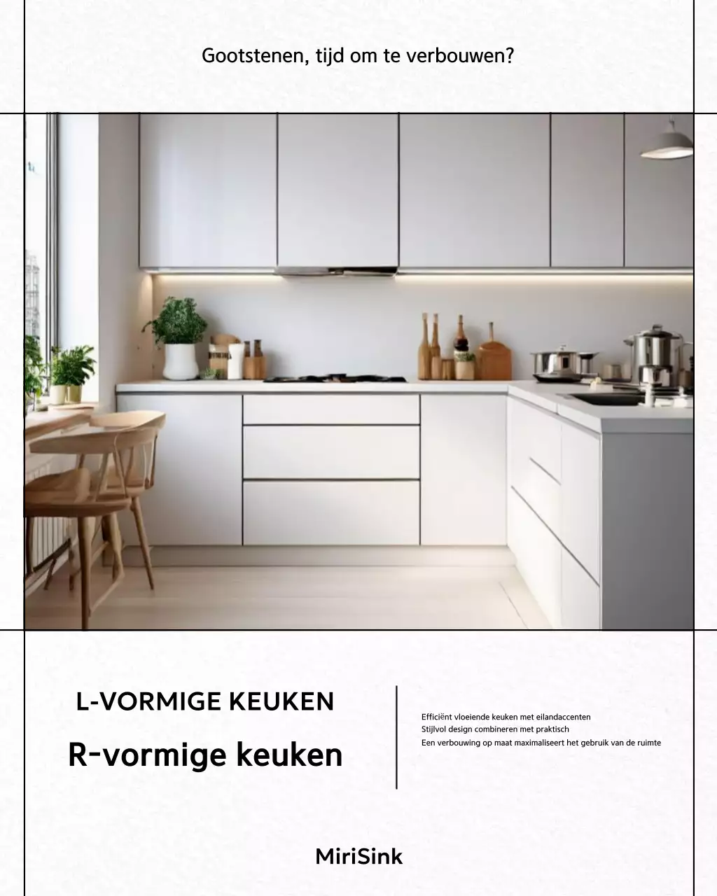 Advertentie voor witte moderne keukenrenovatie