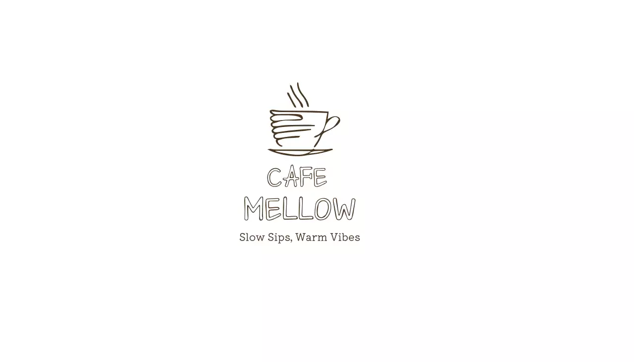 茶色 手書き カフェ ロゴ 単色イラスト