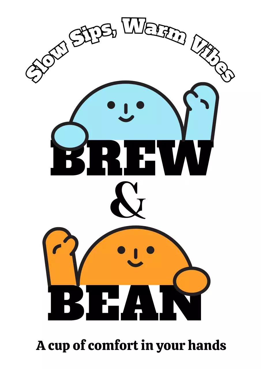 カラフル かわいい コーヒー ロゴ テキスト