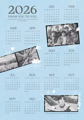 하늘색 모던 연예인 캘린더