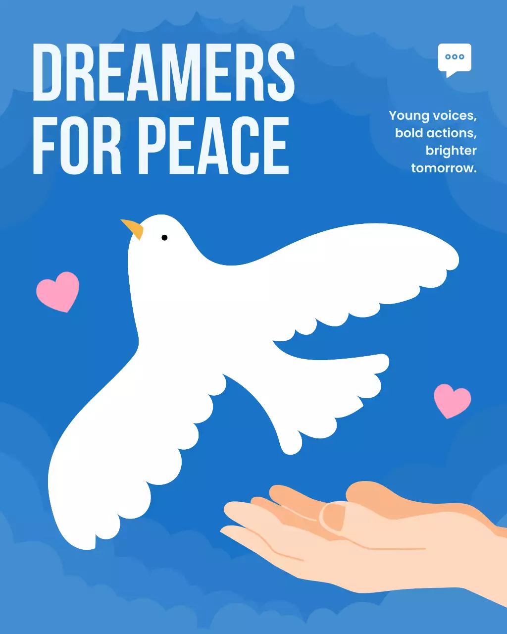 Blue and White Illustrative International Peace Day Instagram Post
