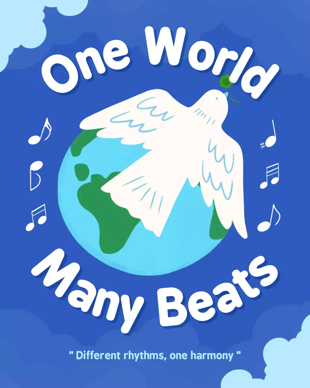 Blue and White International Peace Day Instagram Post