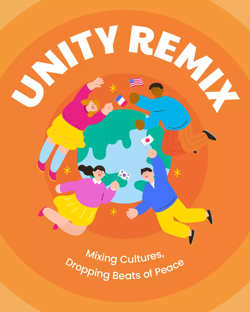 Orange Illustrative International Peace Day Instagram Post