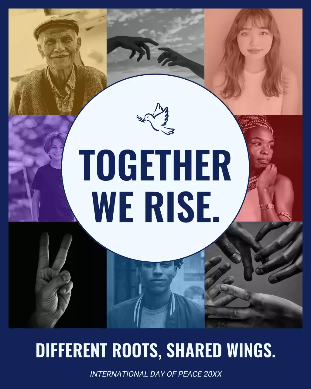 Blue and White Bold Modern International Peace Day Instagram Post