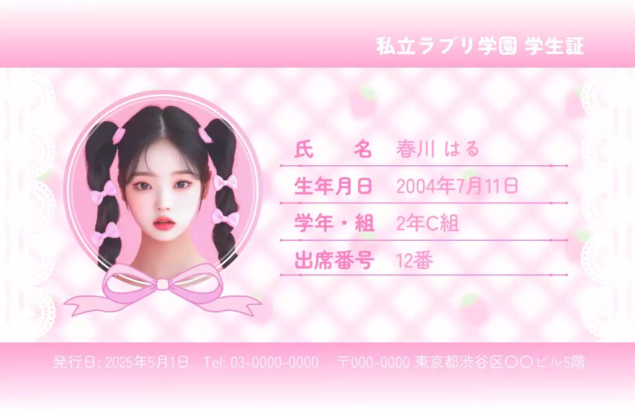 ピンク かわいい 学生証 名刺 推し活