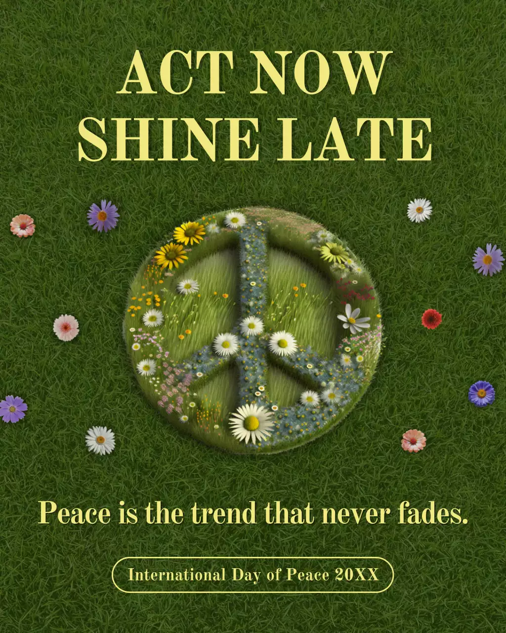 Green Floral Peace Announcement Instagram Post