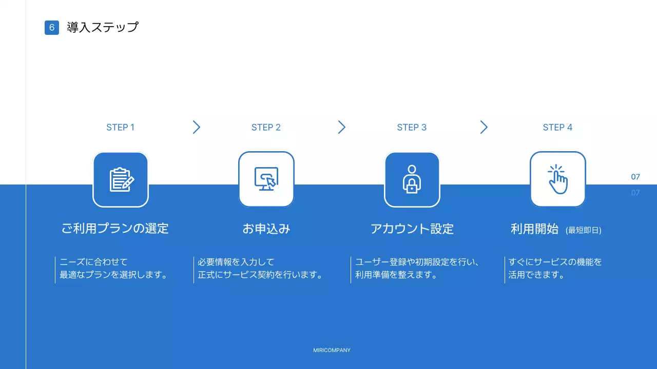 青 シンプル サービス 資料 プレゼンテーション