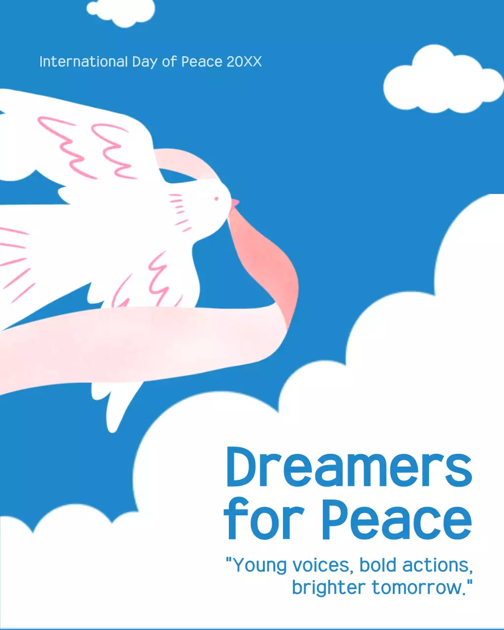 Blue Minimal Peace Announcement Instagram Post