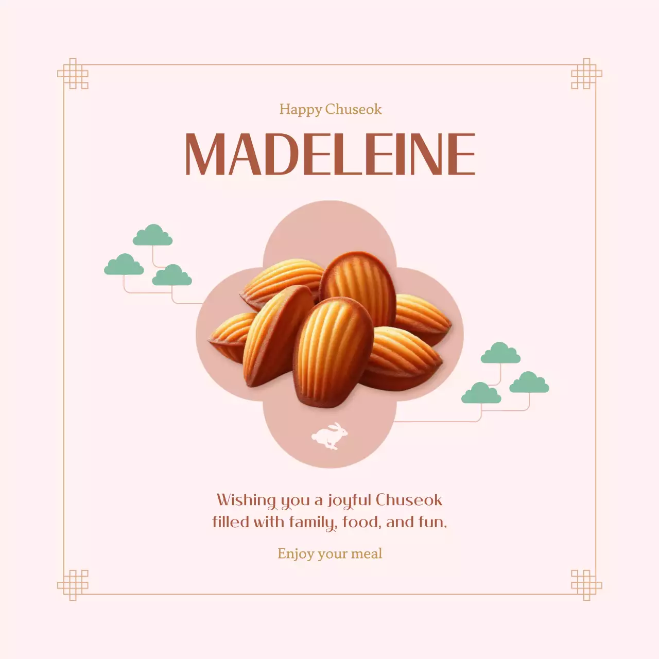 핑크 전통 추석 인사