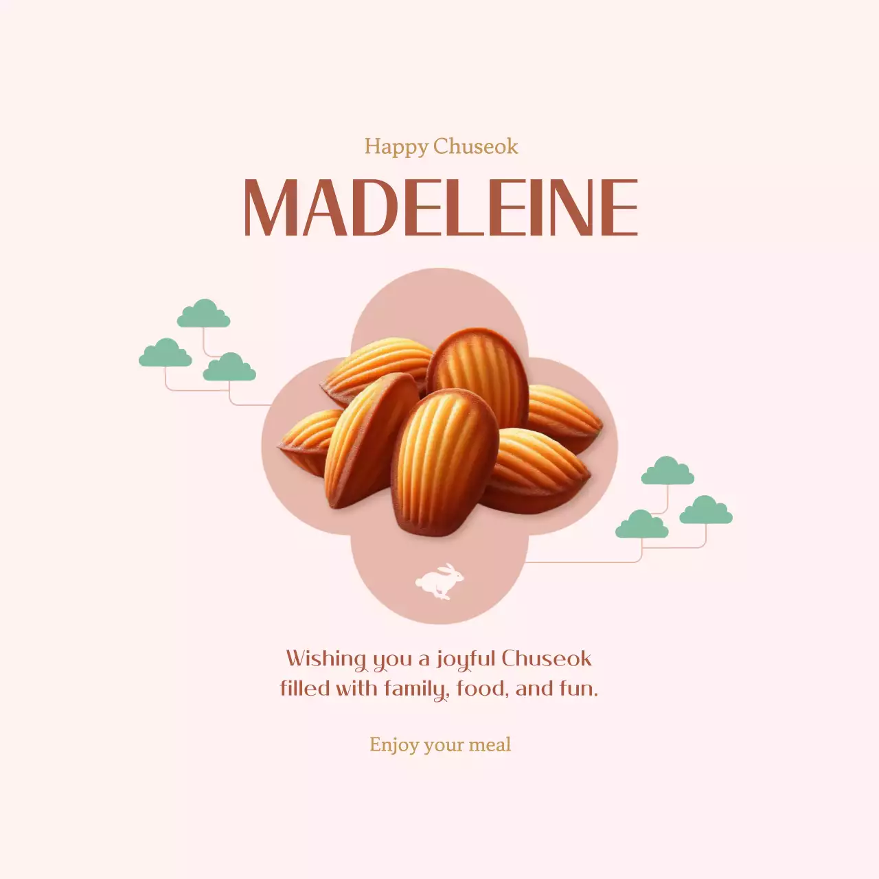 핑크 전통 추석 인사