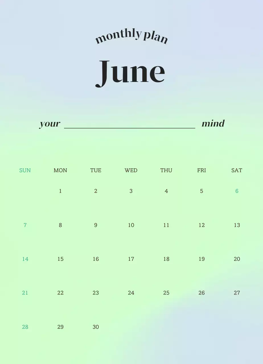 그라데이션 미니멀 감성 달력