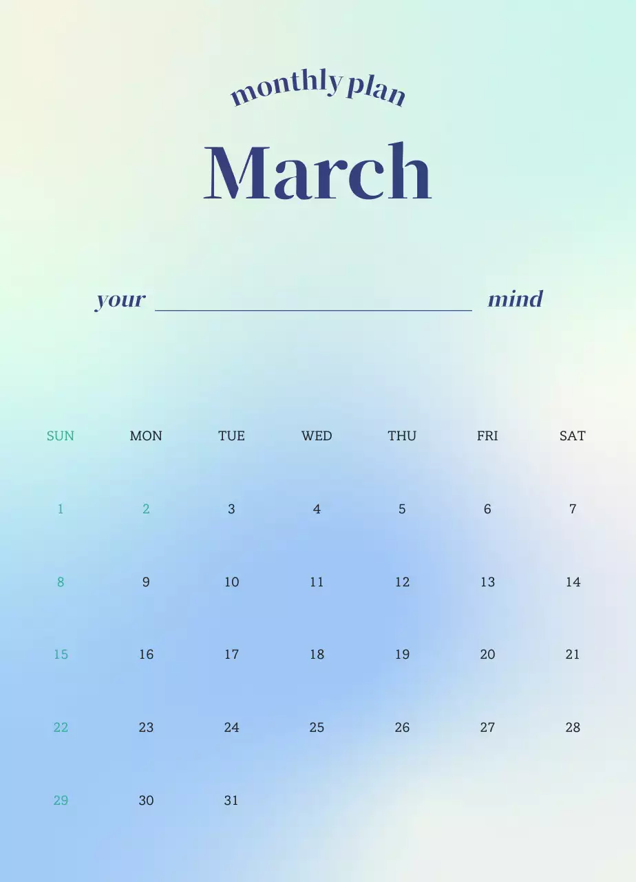 그라데이션 미니멀 감성 달력