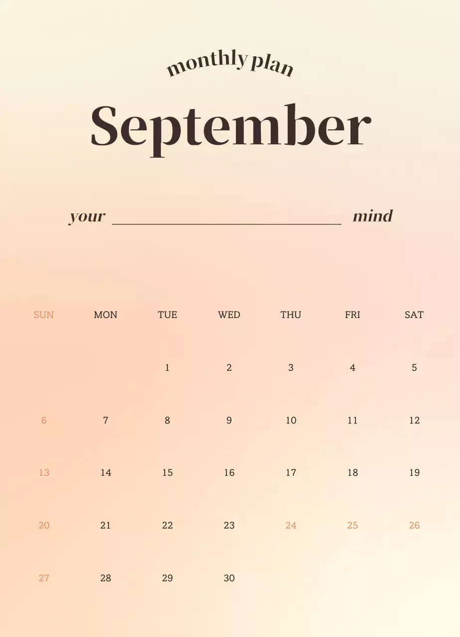 그라데이션 미니멀 감성 달력