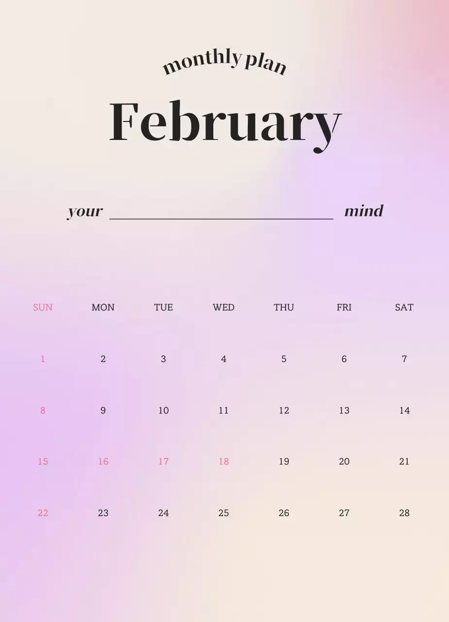 그라데이션 미니멀 감성 달력