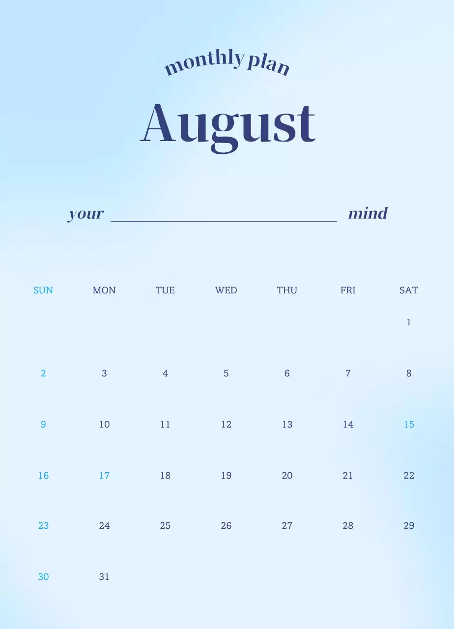 그라데이션 미니멀 감성 달력