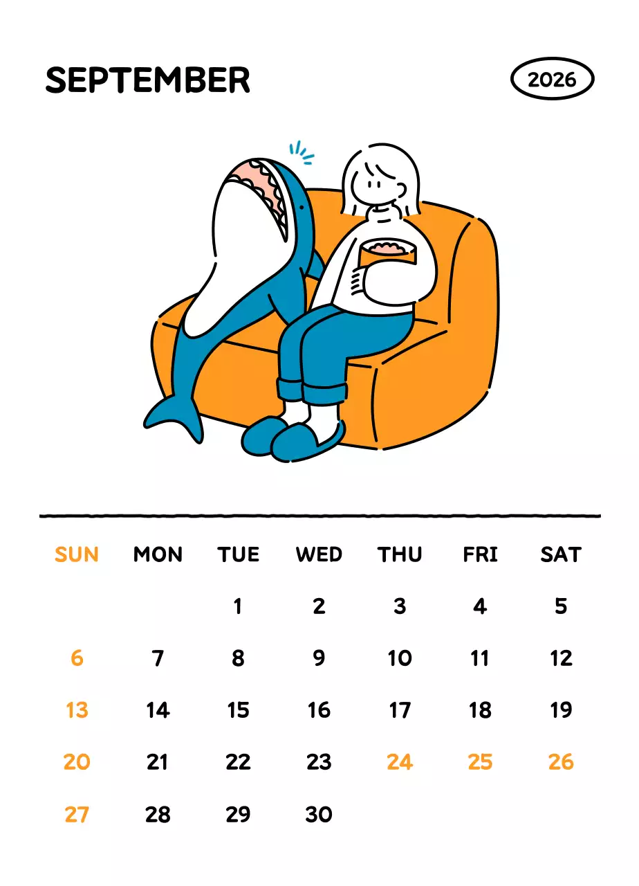 아기자기한 선 스타일의 일러스트 달력 캘린더