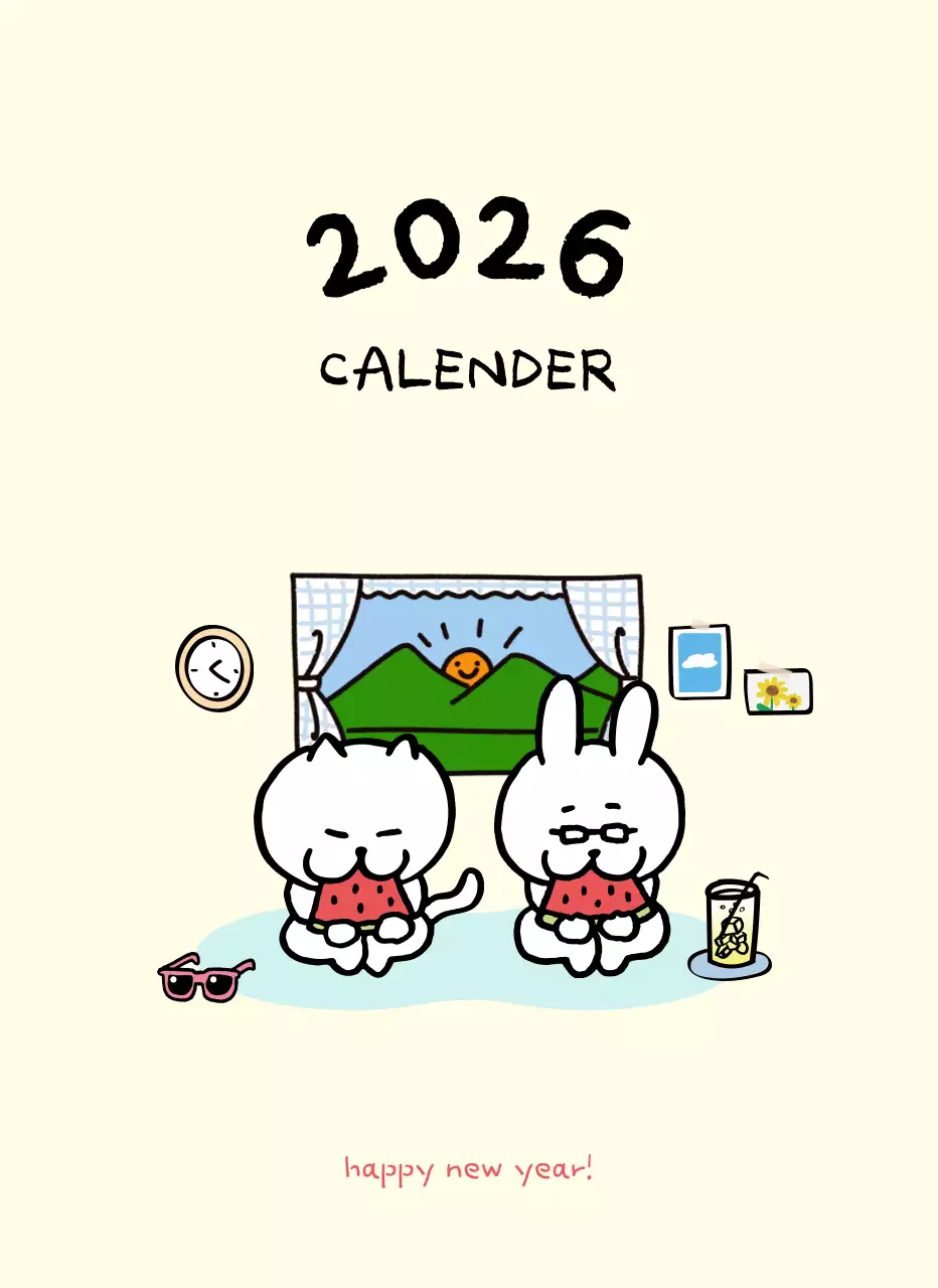 베이지 아기자기한 달력 안내