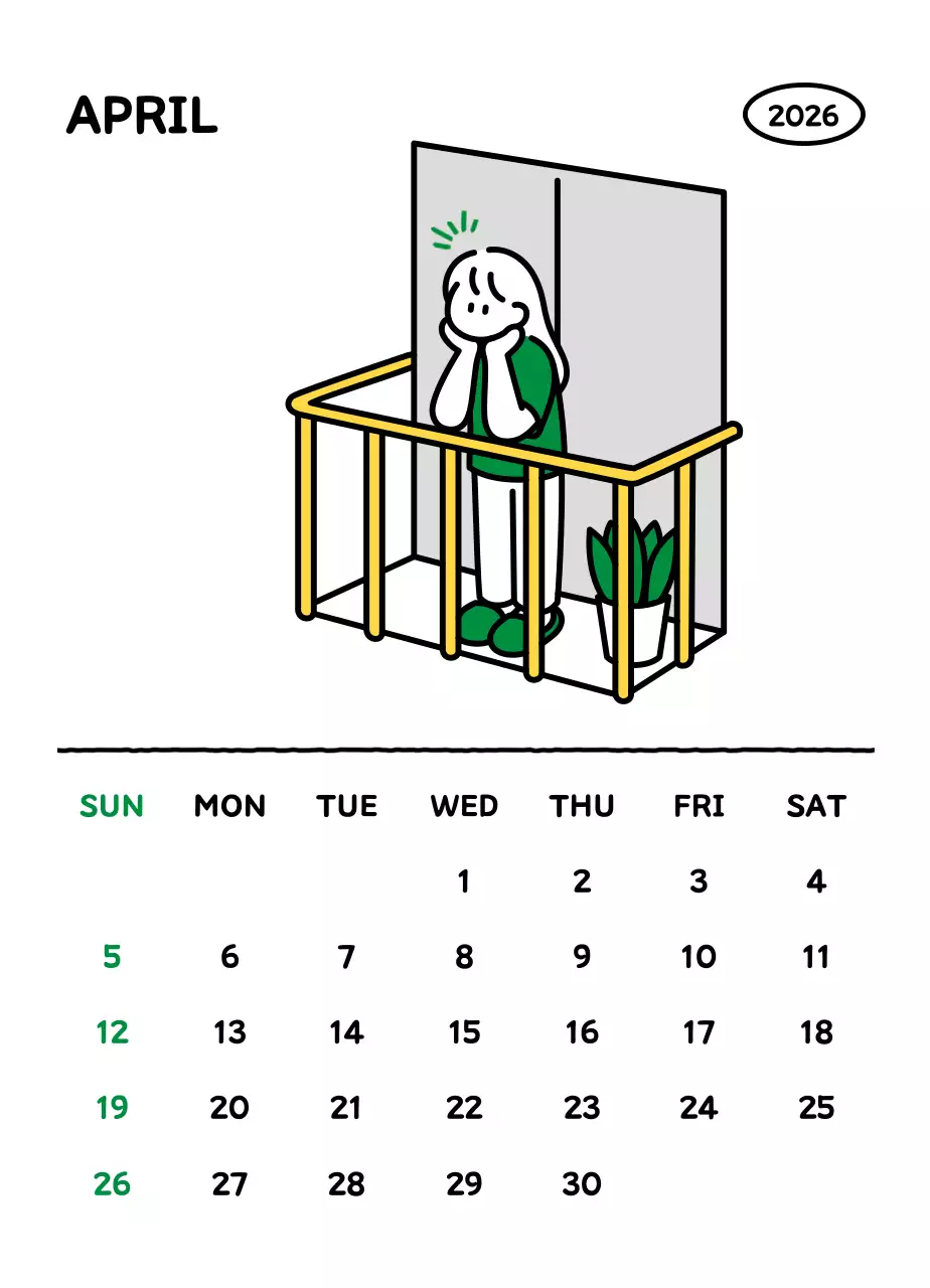 아기자기한 선 스타일의 일러스트 달력 캘린더