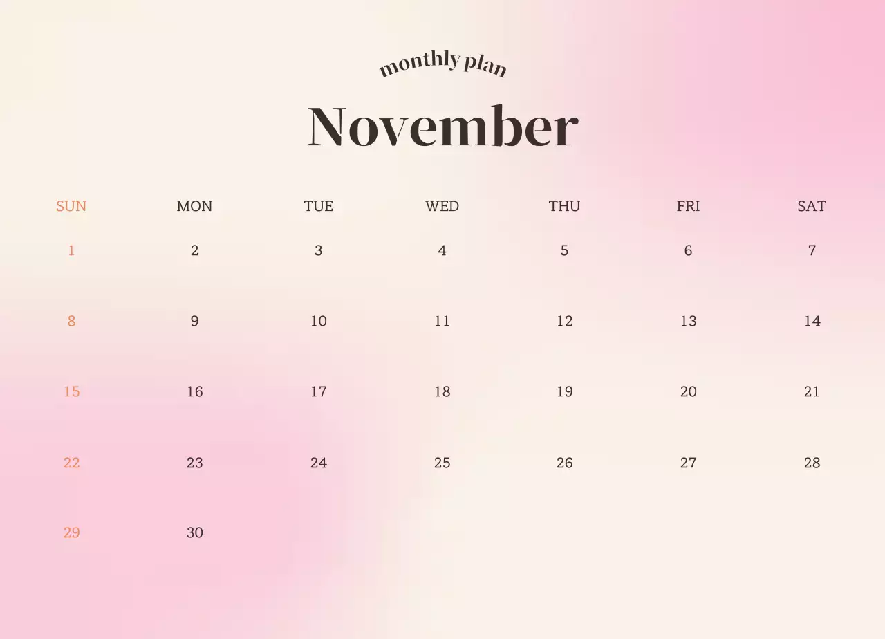 그라데이션 미니멀 감성 달력