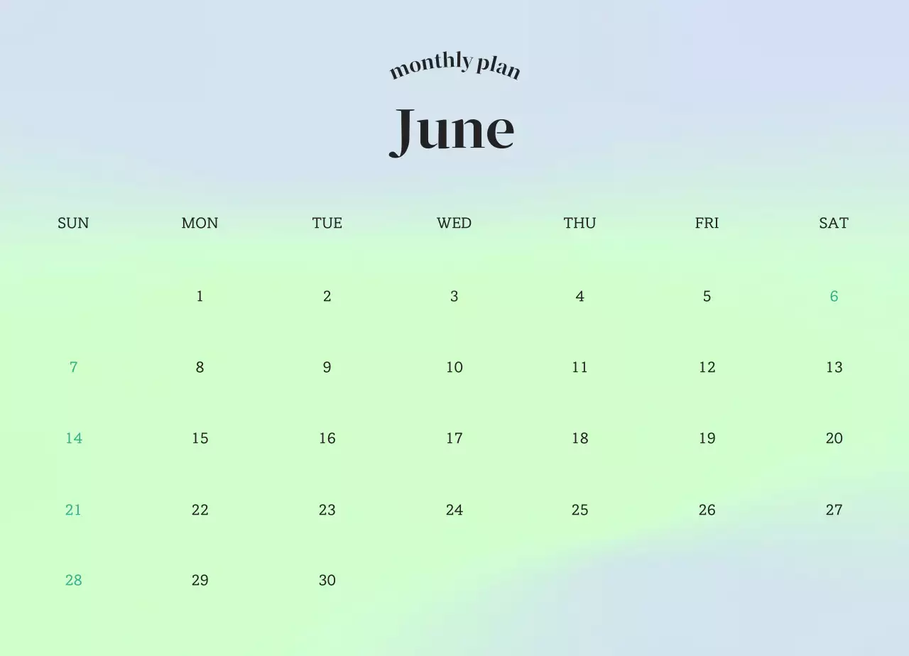 그라데이션 미니멀 감성 달력