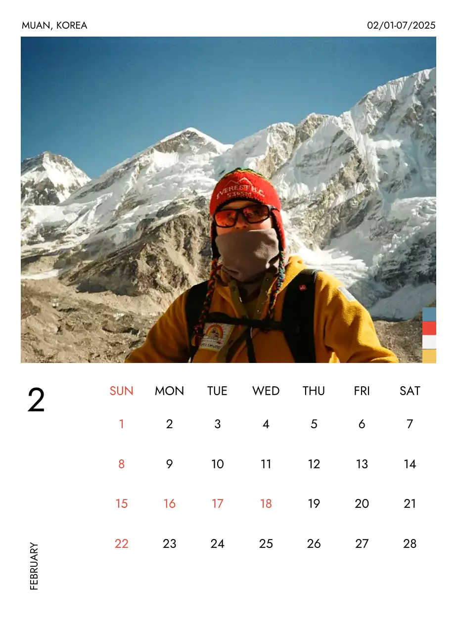 깔끔한 레이아웃의 미니멀 여행 달력