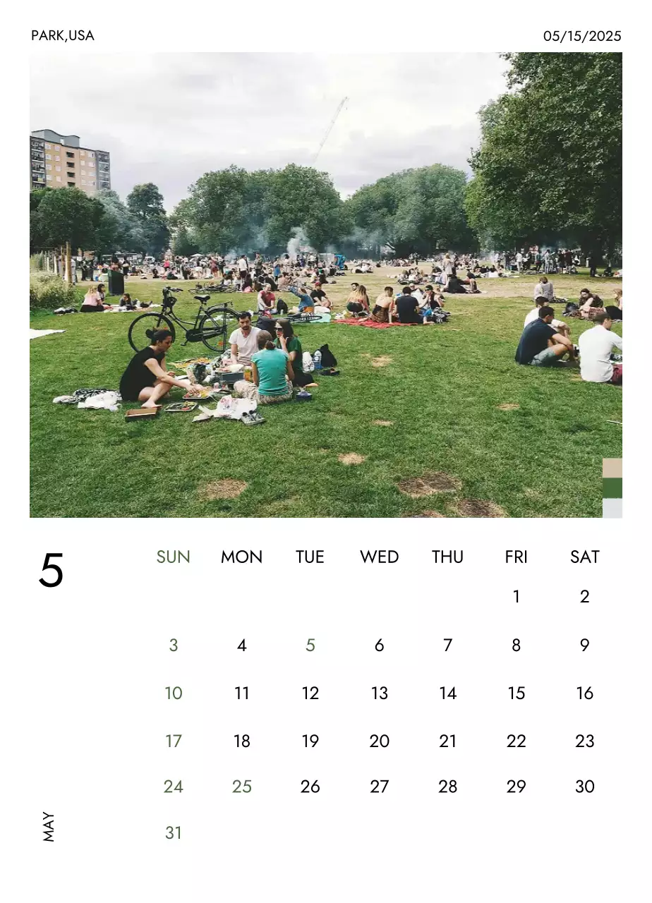 깔끔한 레이아웃의 미니멀 여행 달력