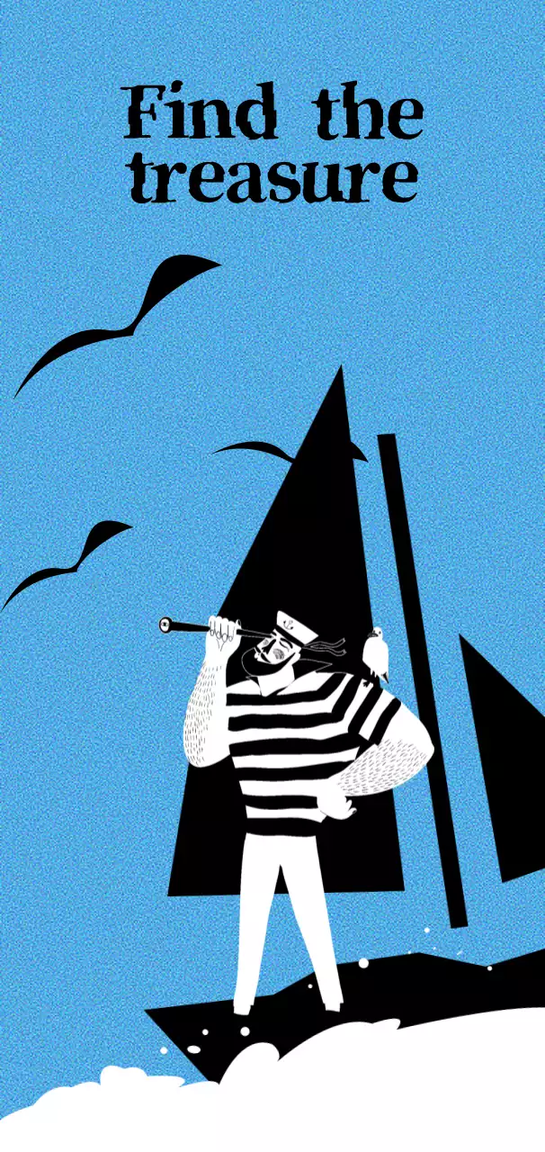 하늘색 레트로 항해 모험