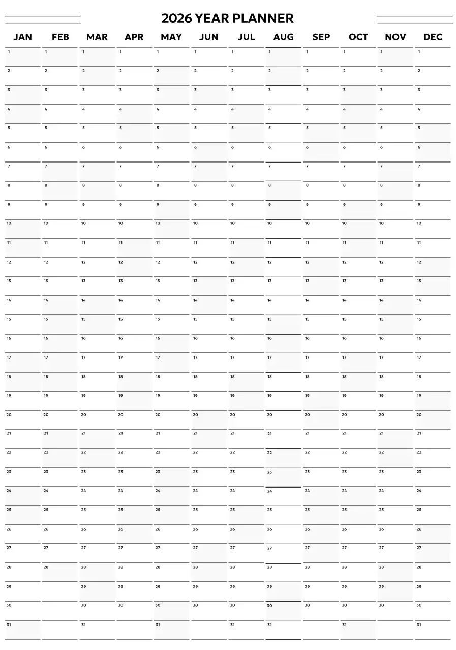 검정 심플 연간 계획