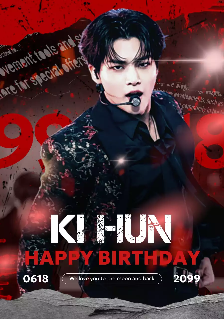 빨강 모던 생일 축제