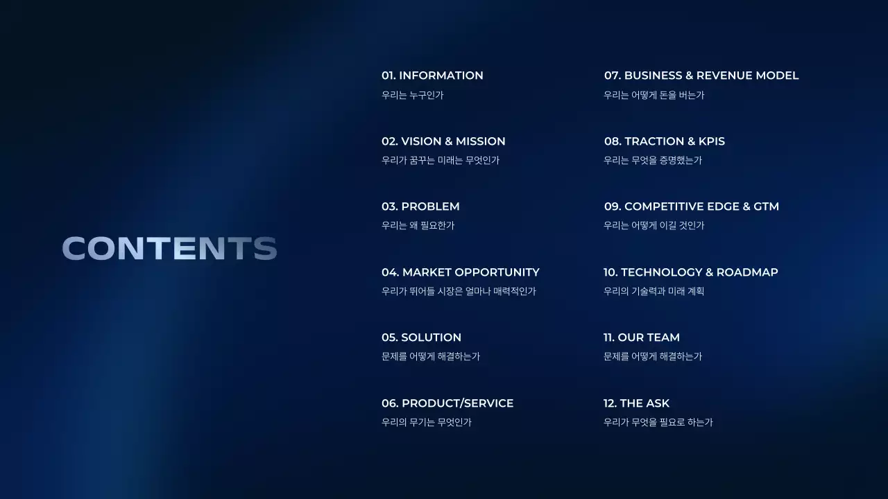 파랑 모던 글라스 투명 비즈니스 제안서