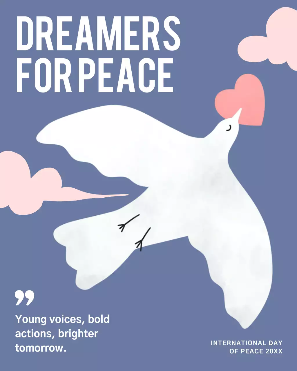 Blue Minimal Peace Announcement Instagram Post