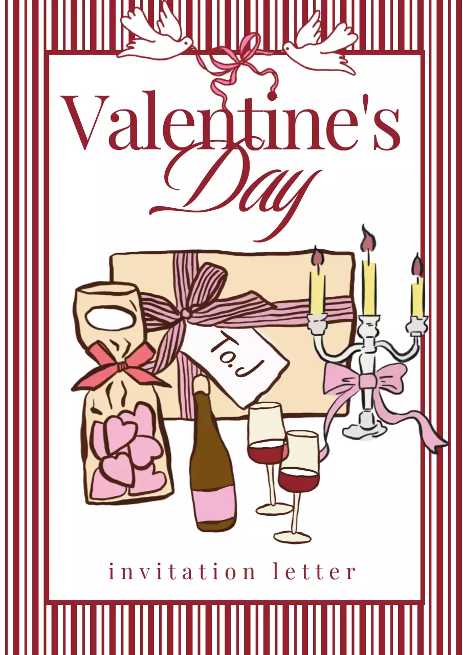 빨강 빈티지 발렌타인데이 초대장