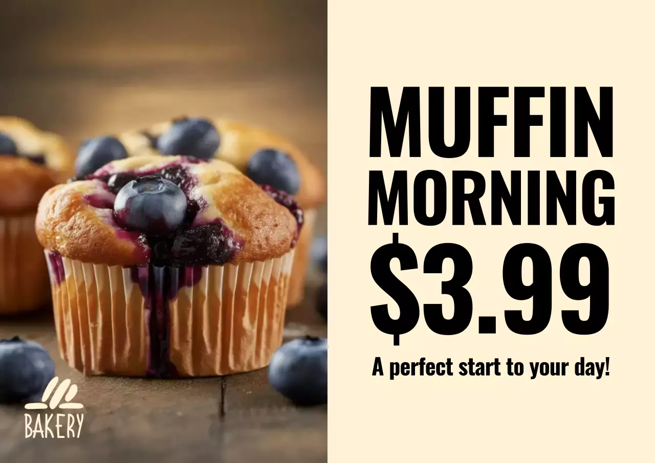Blue rustic muffin promotion advertisement