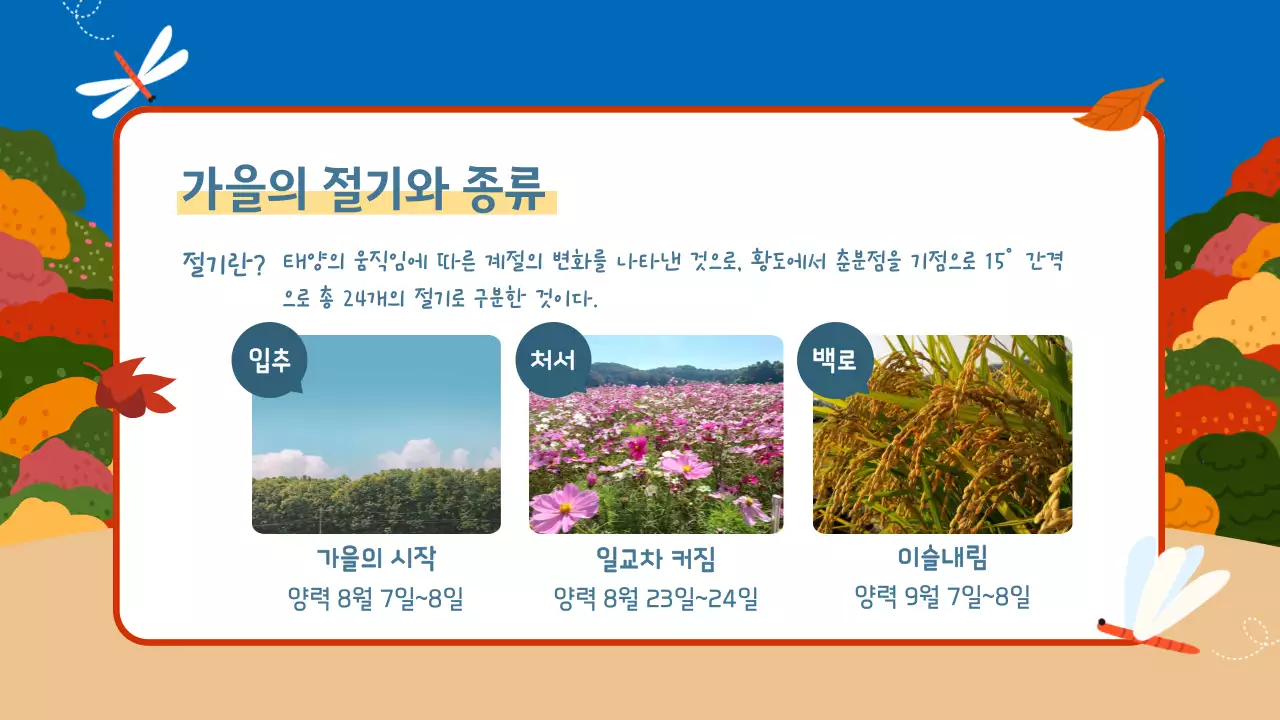 원색의 선명한 귀여운 가을 소개