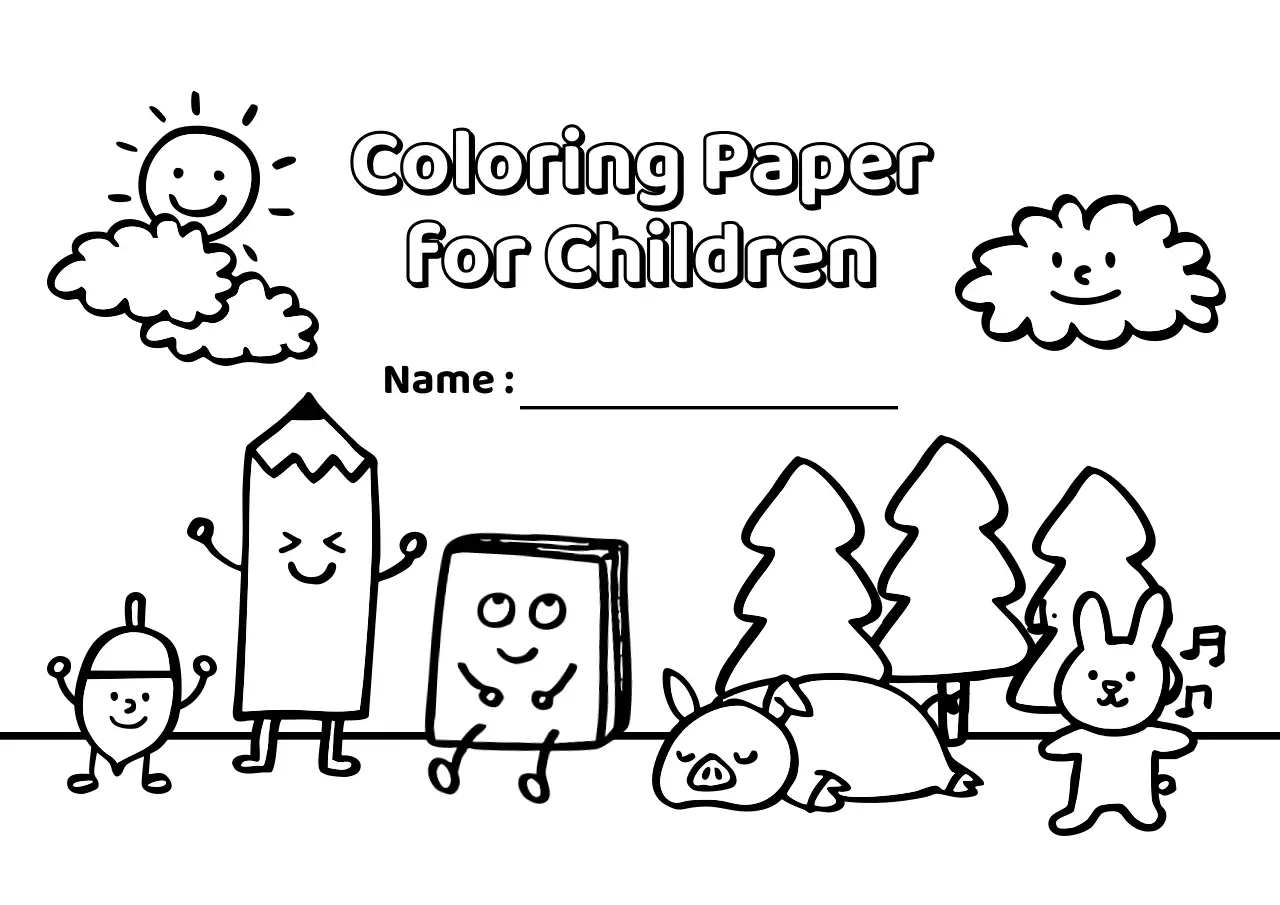 흑백 아기자기한 아동용 컬러링