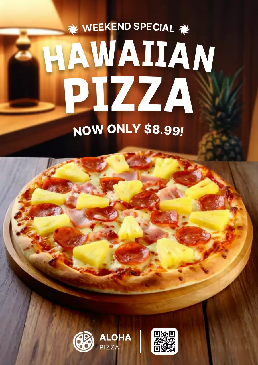 Brown Retro Pizza Promotion Poster